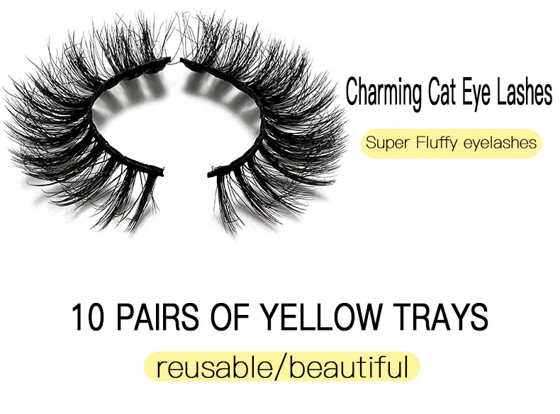 Best Selling Cat Eye 3D Effect False Eyelash Synthetic Lash 15-25mm Faux Mink Eyelash Color Silk 10 Pairs Strip Eyelash Vendor