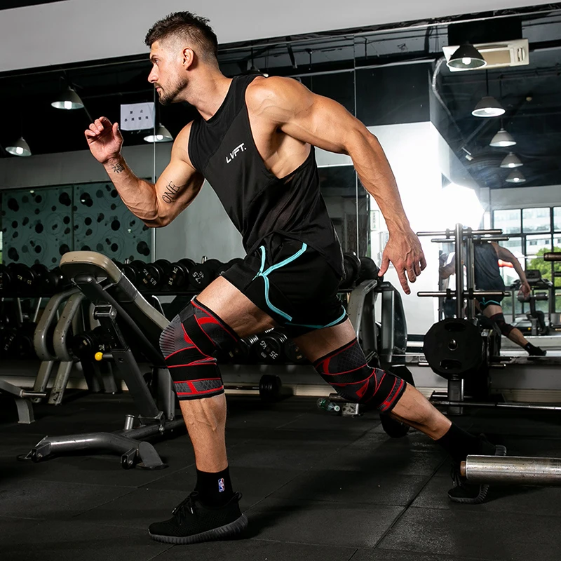 
Hot Selling Amazon Men Sports Compression Sleeve Spring Knee Brace 