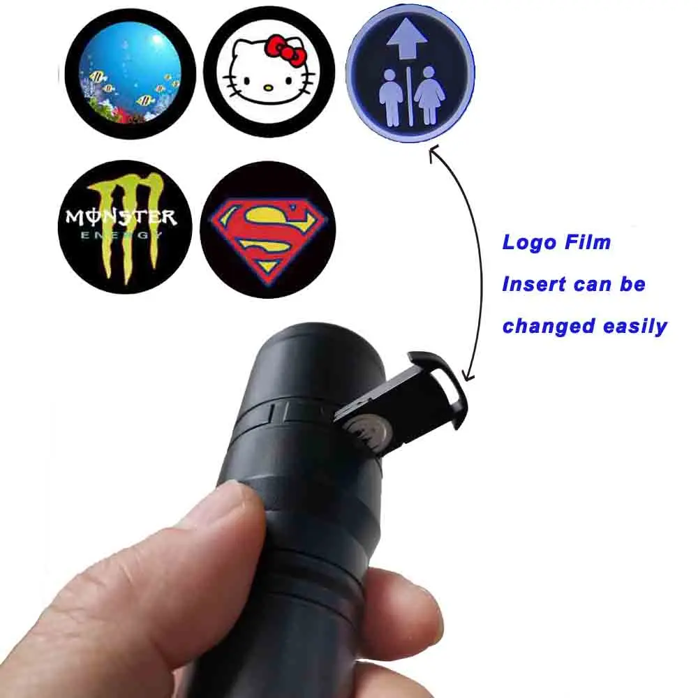 Customized logo Multi Function Night Light Torch Drop shipment Rechargeable Portable LED logo projector hand torch flashlight