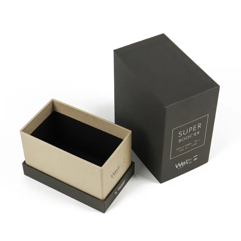 custom eco friendly top and bottom boxes black luxury custom printing cardboard lid and base paper scented candles packaging box