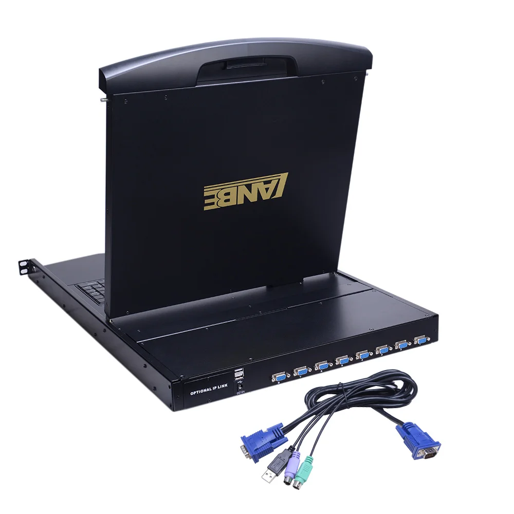 Экономичная конструкция с двойным рельсовым направляющим портом USB 17 дюймов VGA 8 портов KVM консоль
