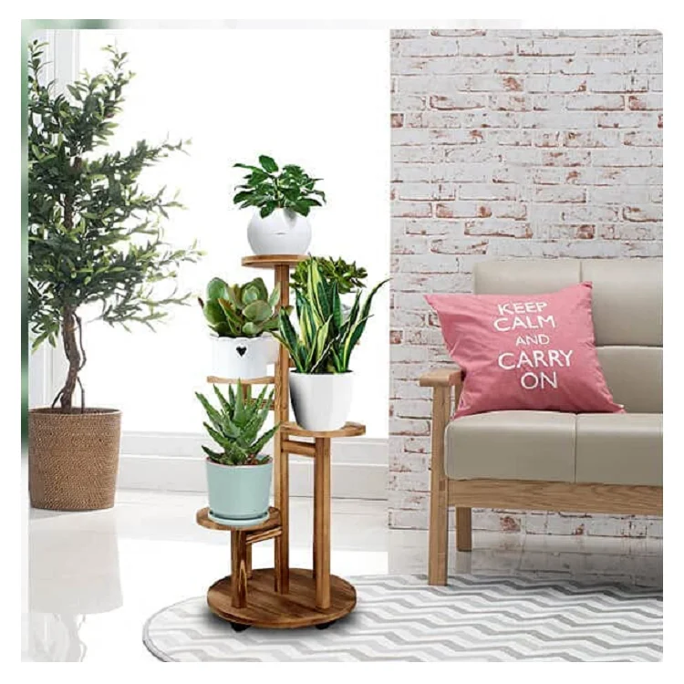 Multi tier planter pot holder flower stand balcony garden wood plant rack stand