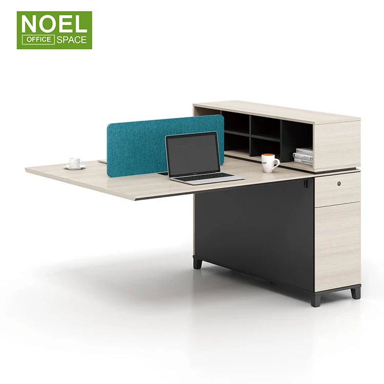 Modular office staff computer work desk workstation with file cabinet four person working workspace office desk and chair set