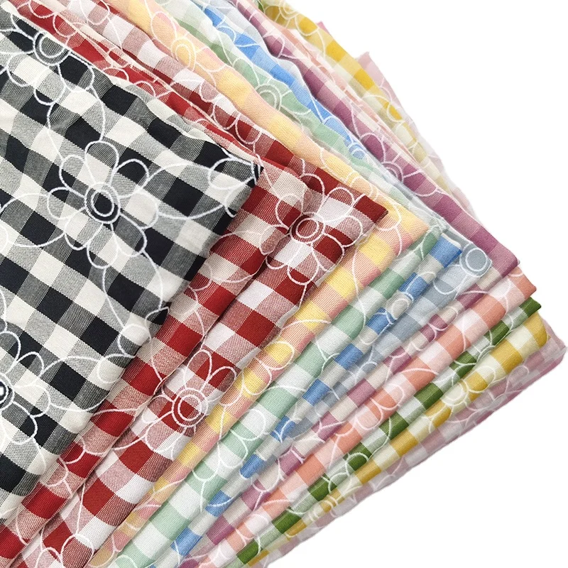 Fashion retro-style printed cloth plaid  TR washed plaid yarn-dyed printed cloth fabric