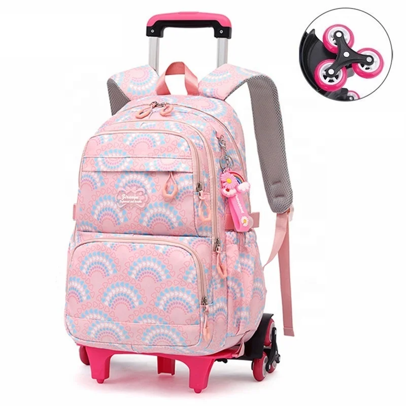 Custom Rolling School Bags for Girls Backpack Children Waterproof School Backpacks with Wheels Middle School Trolley Back Pack