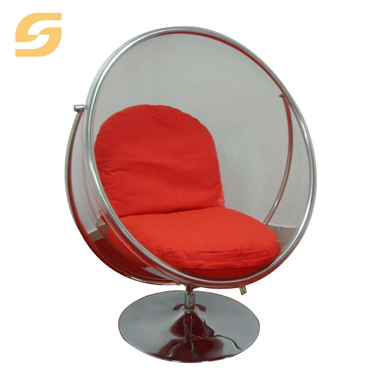 Commercial Furniture Supplier Indoor Exterior Unique Furniture Clear Swing Acrylic Hanging Ball Golden Egg Bubble Chair