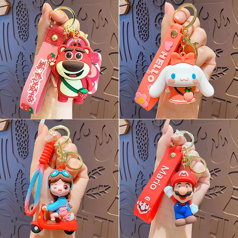 High quality wholesale cartoon electric car key chain fashion couple key chain 3D PVC silicone key chain promotional gift