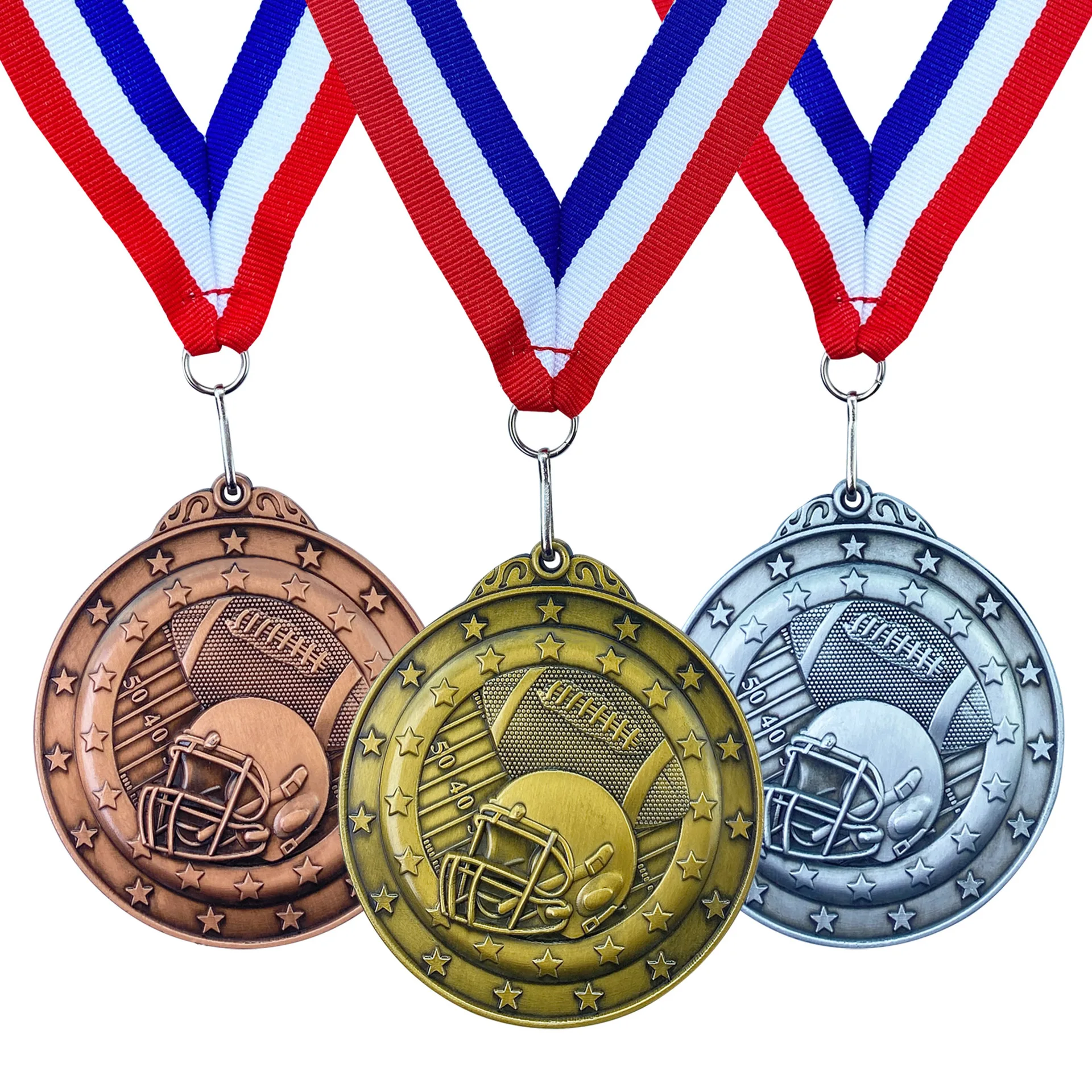 Custom rugby Race Medalls Ribbon Blank Gold Metal Sport Award Trophy Medal