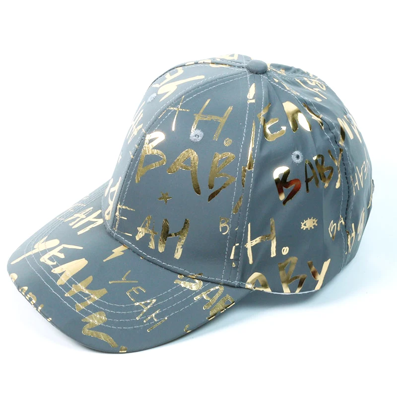 Low Moq Cheap Custom Popular Unstructured Baseball Hats Dark Gray Reflective Hats Baseball Cap For Man
