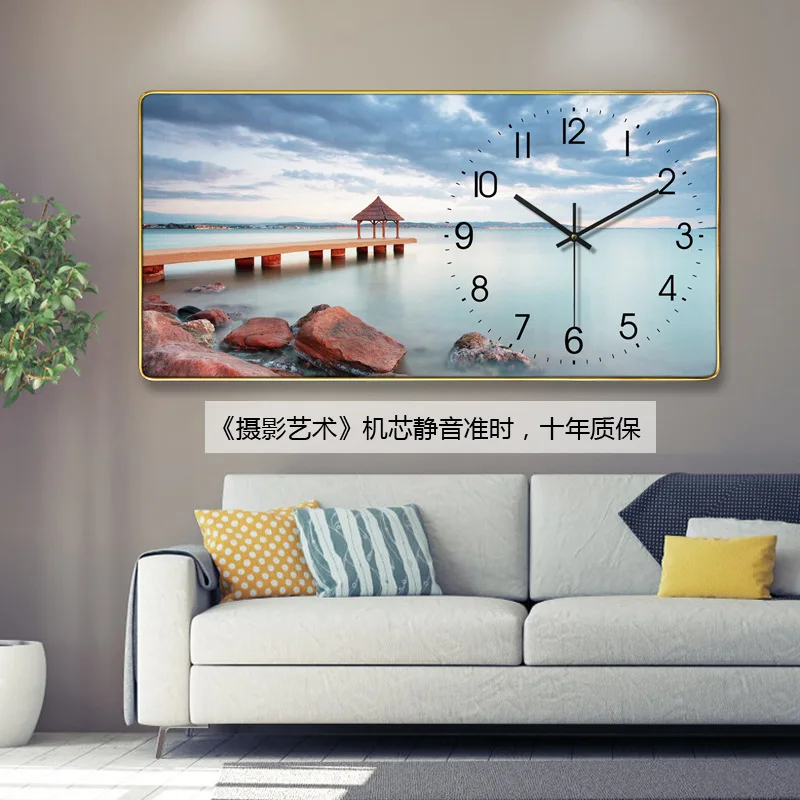 Cross-border  Source factory horizontal rectangular Wall Clock living room watch home Wall clock Quartz clock
