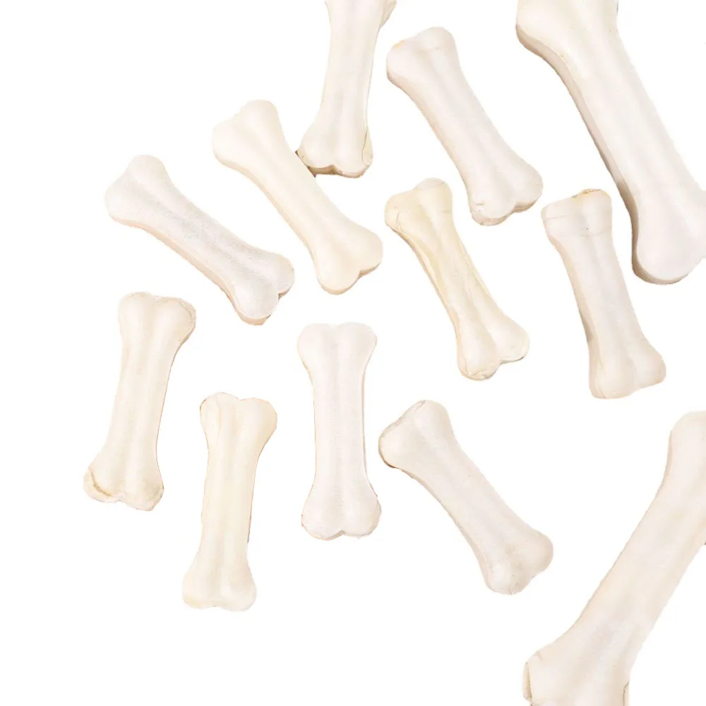 Отбеленная сыромятная ПРЕССОВАННАЯ КОСТЬ 2,5-12 дюймов, жевательная кость для собак разных размеров для собак, протектор для питомцев от производителя