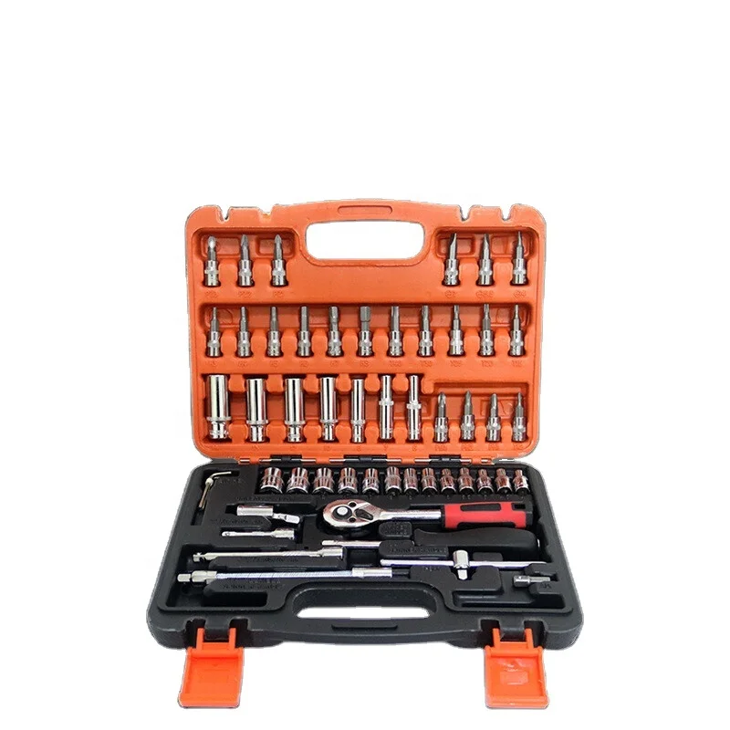 
53-Piece 1/4-Inch Metric Drive Socket Ratchet Wrench Socket Bit Combination Tools Kit for Auto Repairing and Household 