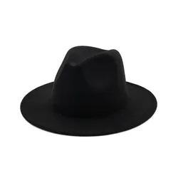 Fedora Panama Hats for Women Wool Felt Classic Belt Buckle Wide Brim Panama Hat