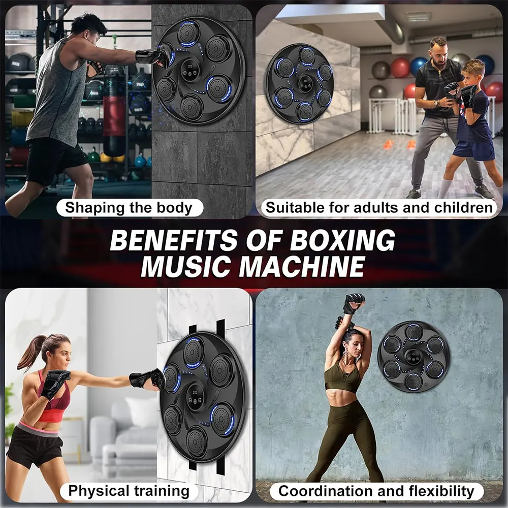 One Punch Electronic Boxing Training Pu Holdbody 9 Training Modes Led Strength Testing With Boxing Gloves Music Boxing Machine