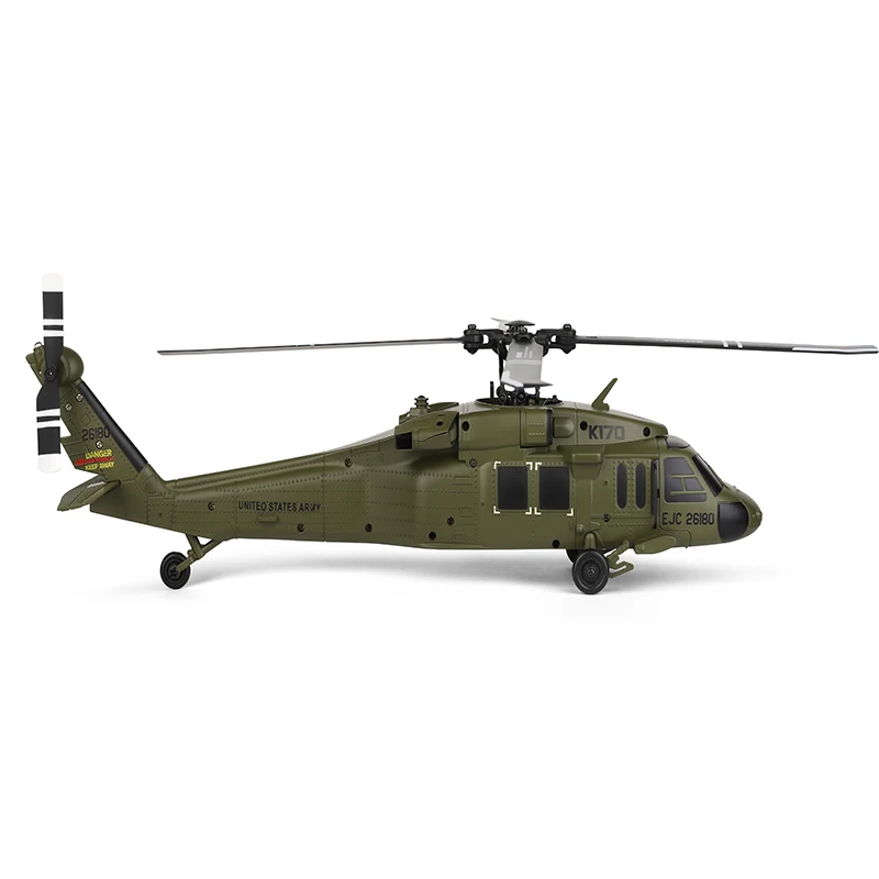 Wltoys K170 RTF UH-60L 2 4 г 4CH 6-осевой гироскоп бесщеточный двигатель Военный Зеленый Радиоуправляемый вертолет игрушки XK рождественские подарки