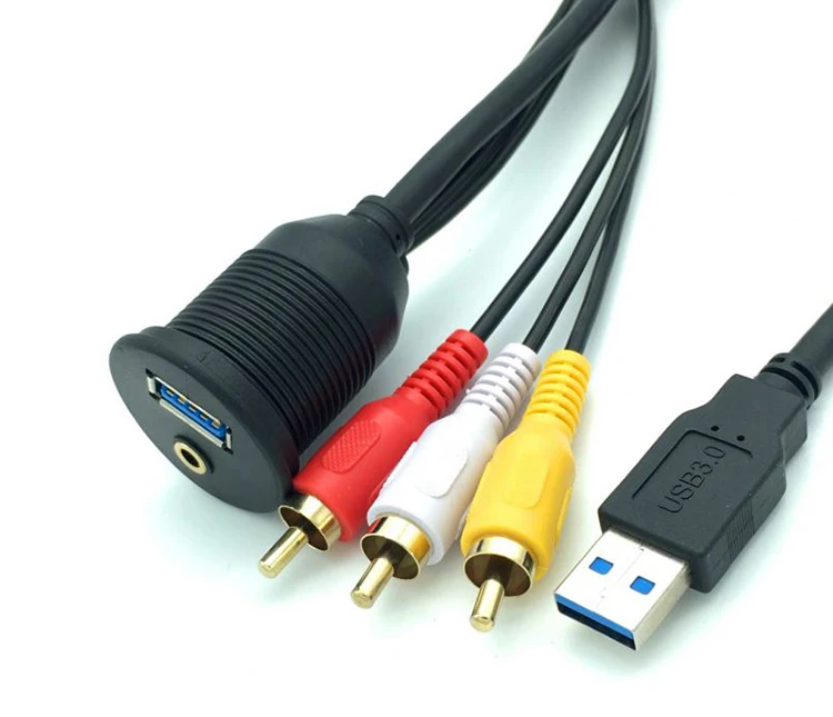 Factory Supply 3.5mm Extension Cable Audio Video Flush Aux to 3rca Female Industrial Usb