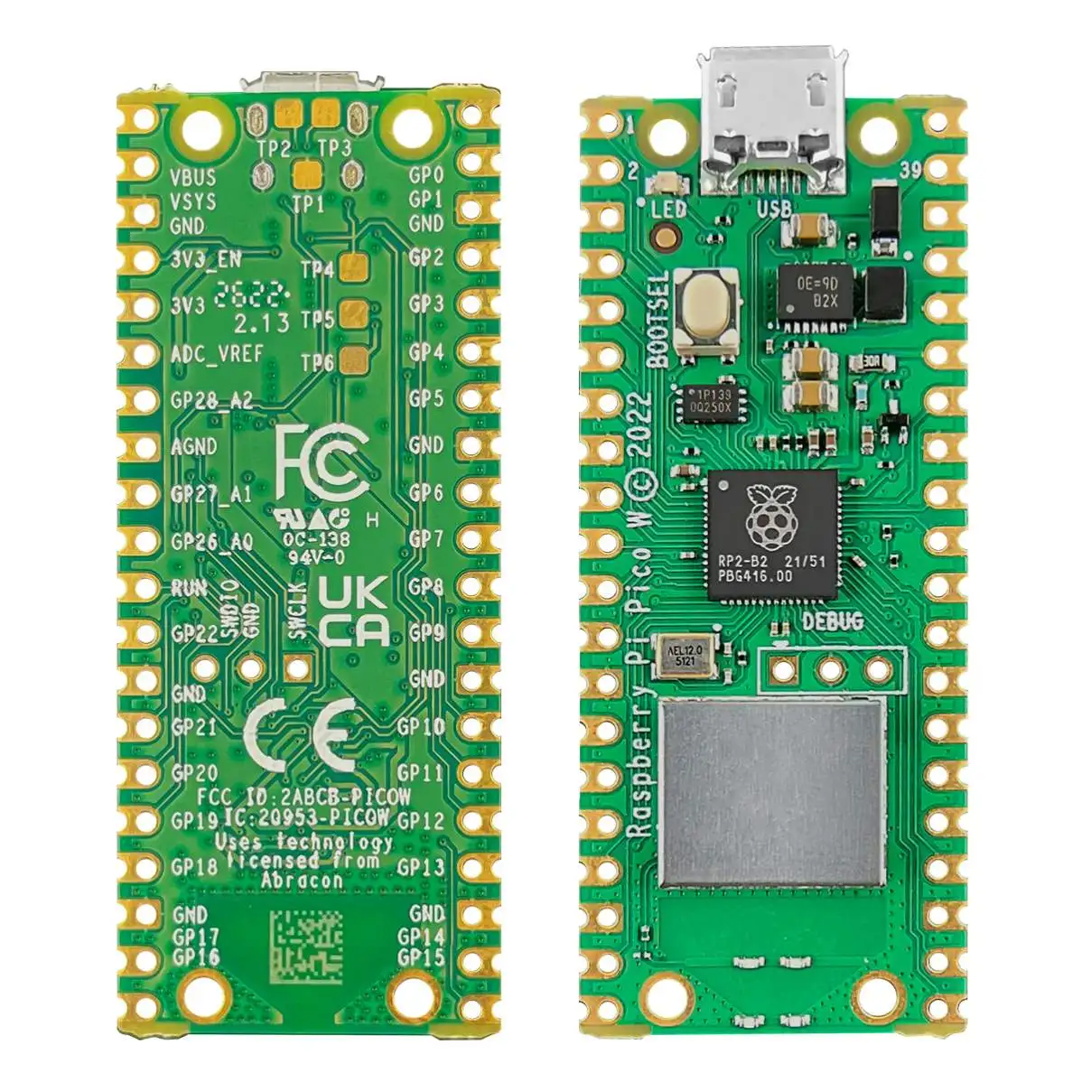 Raspberry Pi Pico W Wireless LAN WiFi RP2040 Dual-core Microcontroller Development Board with USB Cables/Pin Headers