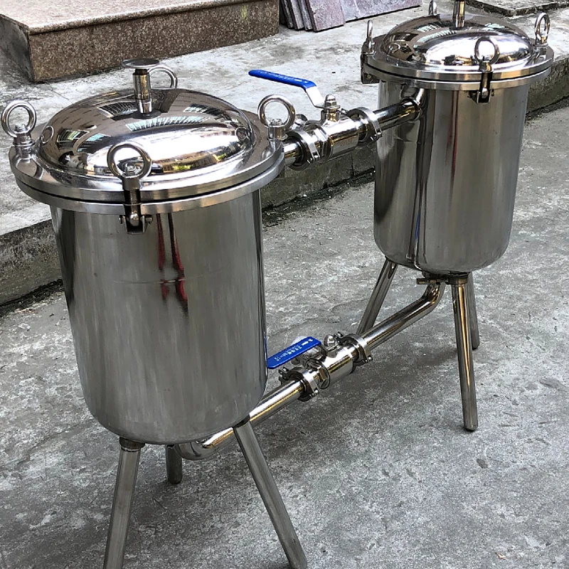 Food Grade Syrup Solid Liquid Separation Water Treatment Stainless Steel 304 Sanitary Bag Duplex Filter