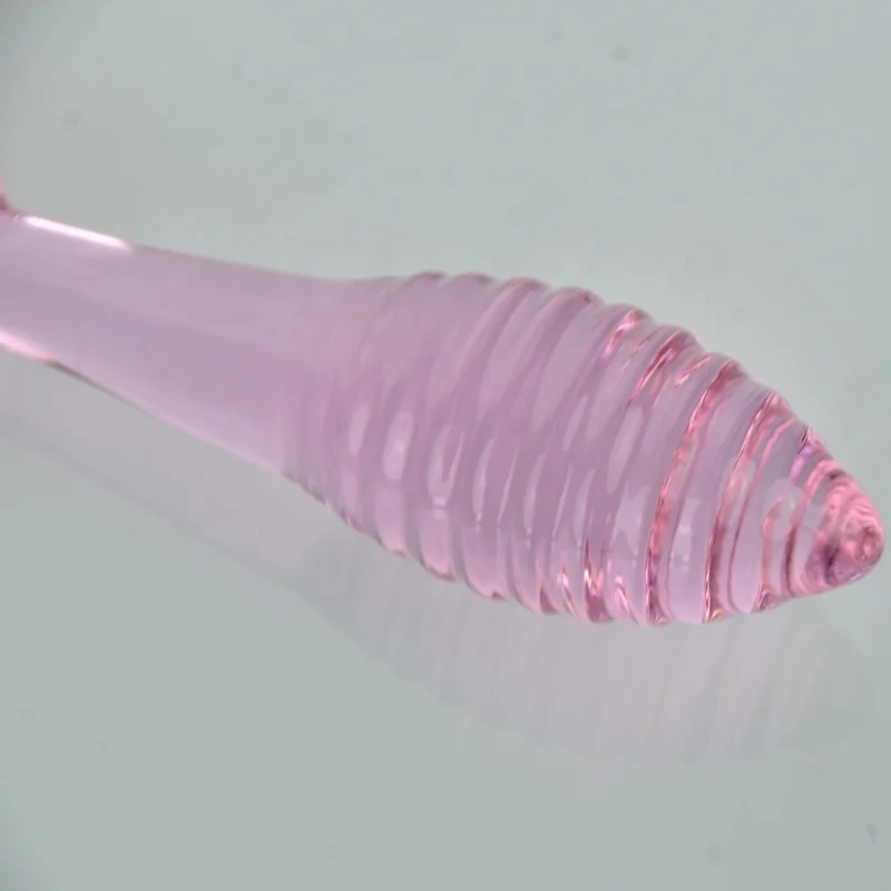 Factory Supply In Stock Cheap Mini Transparent Pink Glass Dart Model Butt Plug Doomerang Model Glass Sex Toy for Sex Enjoyment
