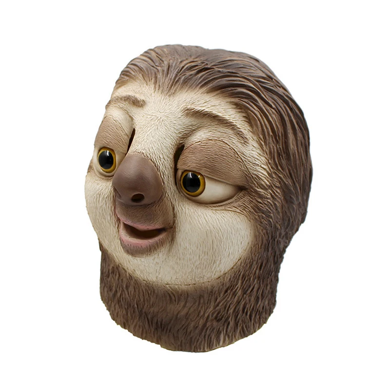 Sloth Latex Mask Sloth Mask Nick Wilde Latex Full Head Animal Mask XMAS Party Cosplay Costume Prop Accessories Toy Gift