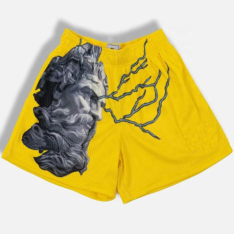 Custom 2022 High Quality Cropped Casual Polyester Men Mesh Basketball Shorts Gym Jogger Pockets Summer  Mesh Shorts For Men