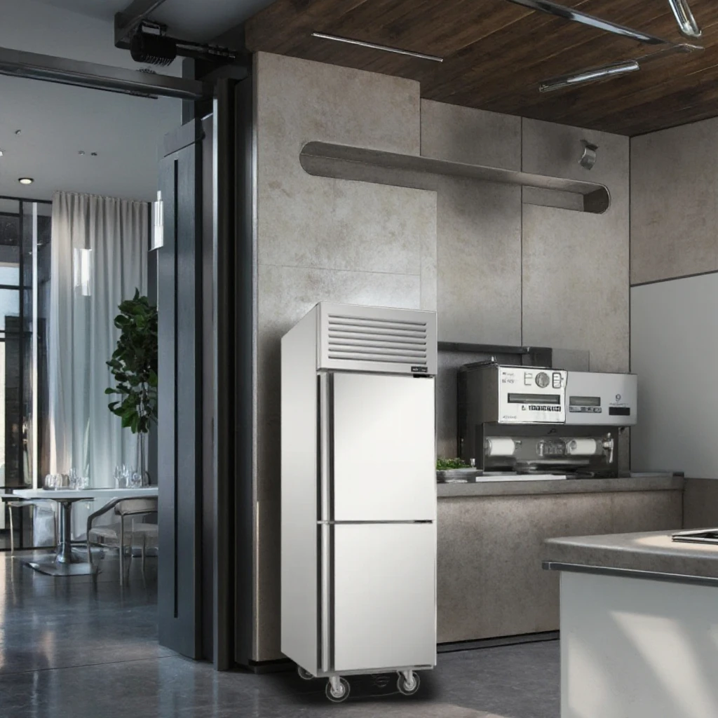 Hight Quality 500L Upright Freezer Double Door 304 Stainless Steel Commercial Upright Chiller Refrigerator