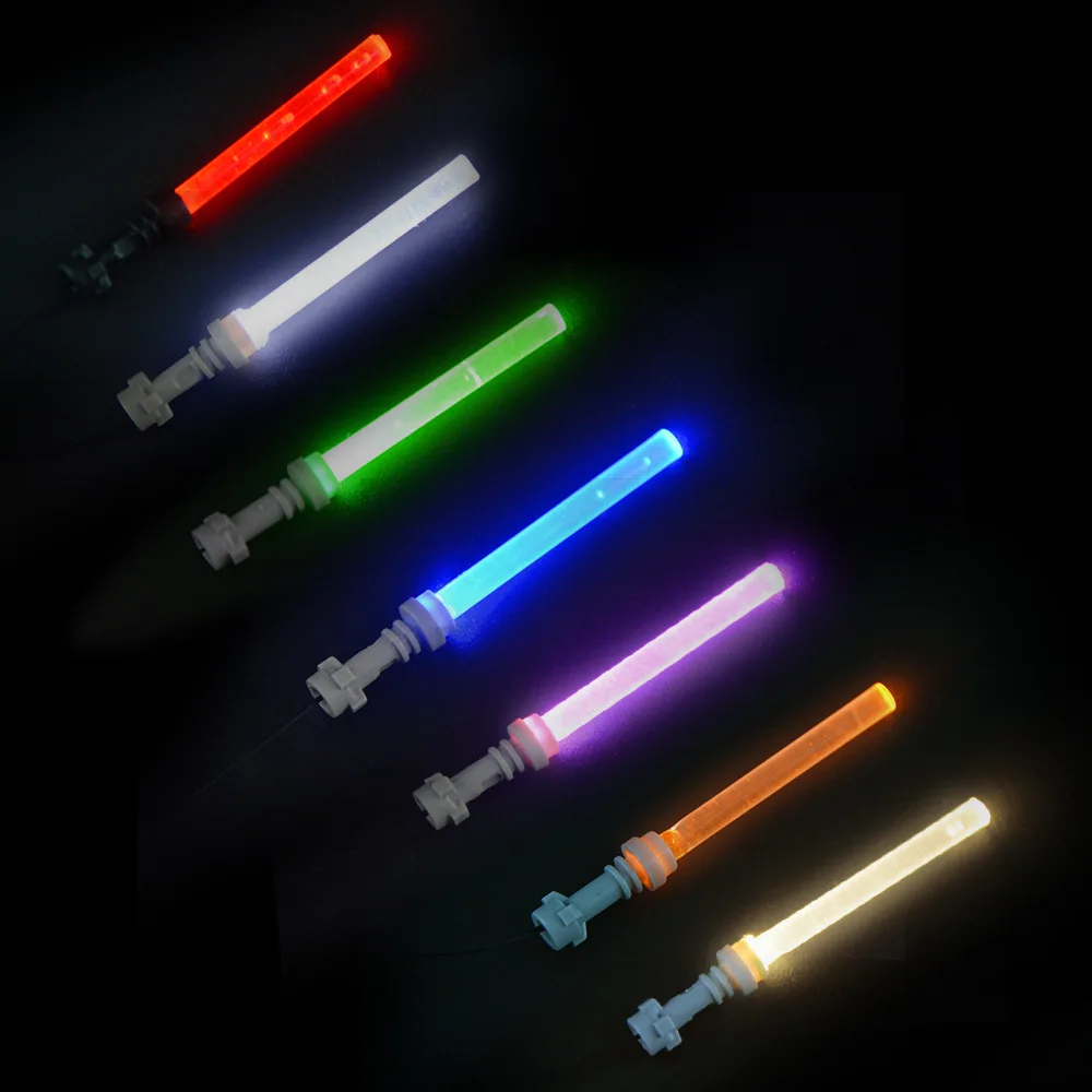 Small particle building block accessories usb LED Lightsaber seven color lights Building Blocks