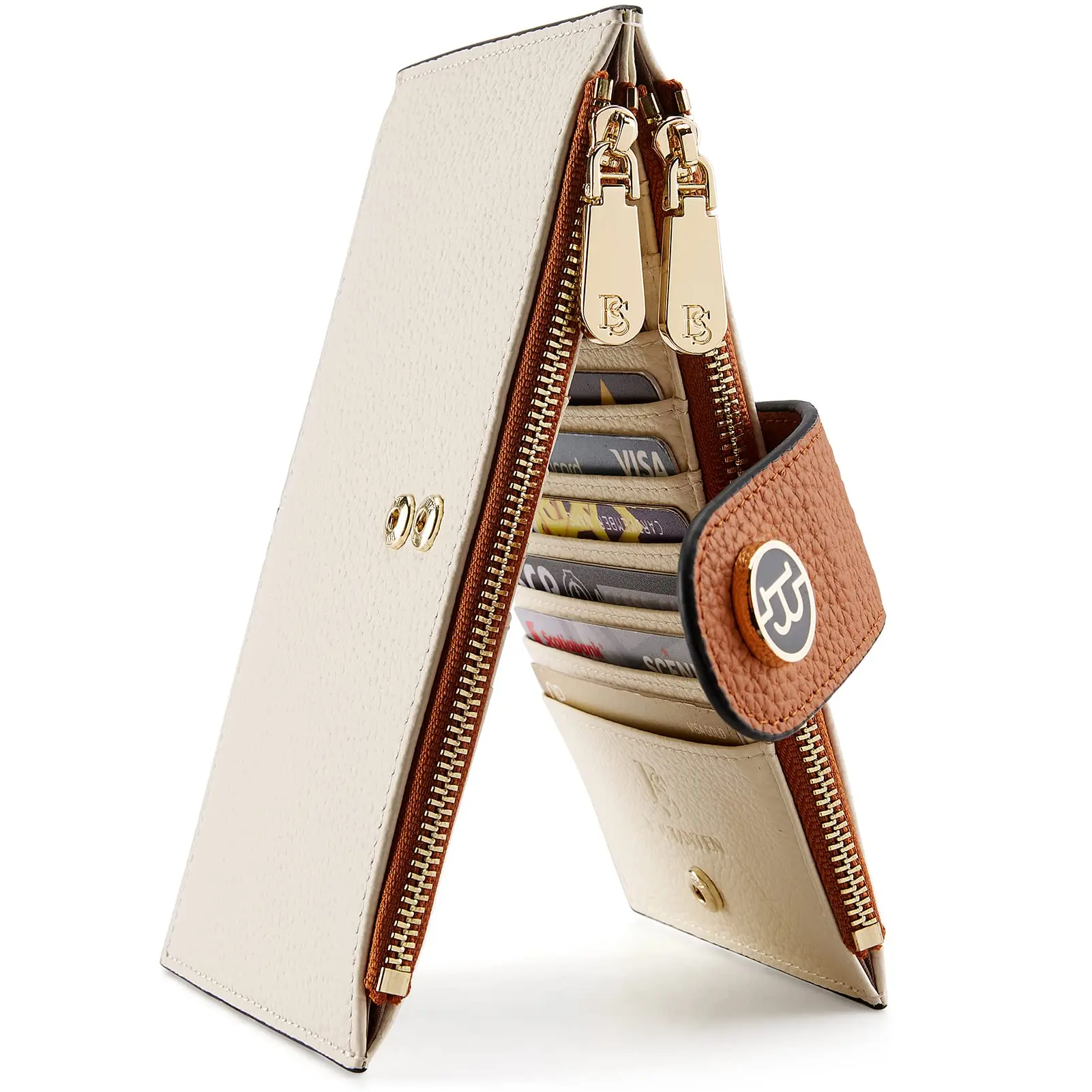 Wholesale Customized Leather Wallet for Women RFID Blocking Credit Card Holder Minimalist Bifold Wallet With Zipper Pocket