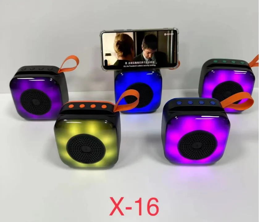2024 New design Wireless Portable Mini  LED Light Woofer Square Active Music Portable Speaker