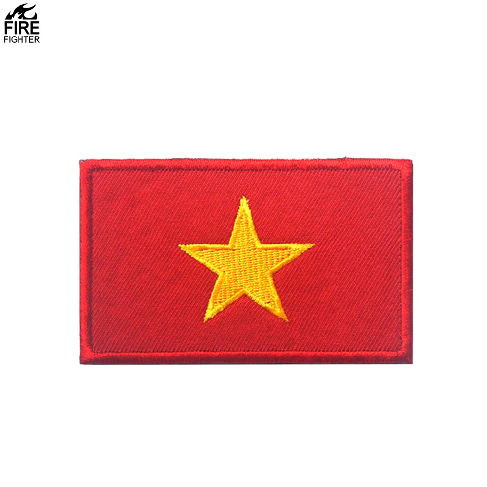 Yellow Star Red Flag Patch Of Vietnam Camo Suit Overcoats Jacket Accessories For Man Sew-on Shoulder Sleeve Patch On Sale