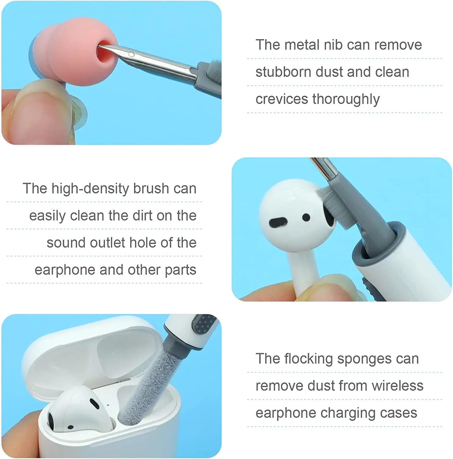 Five in one keyboard cleaning brush kit multi function earphone cleaner with key  remover for earphones and keyboard