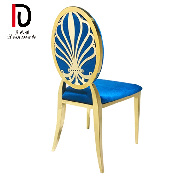 WC01 Dominate luxury stainless steel banquet throne wedding event golden dining chair with cushions