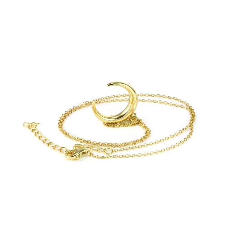 High Quality 925 Sterling Silver Jewelry Fashion Crescent Moon Pendants Necklaces 18K Gold Plated Necklaces for Women xupink