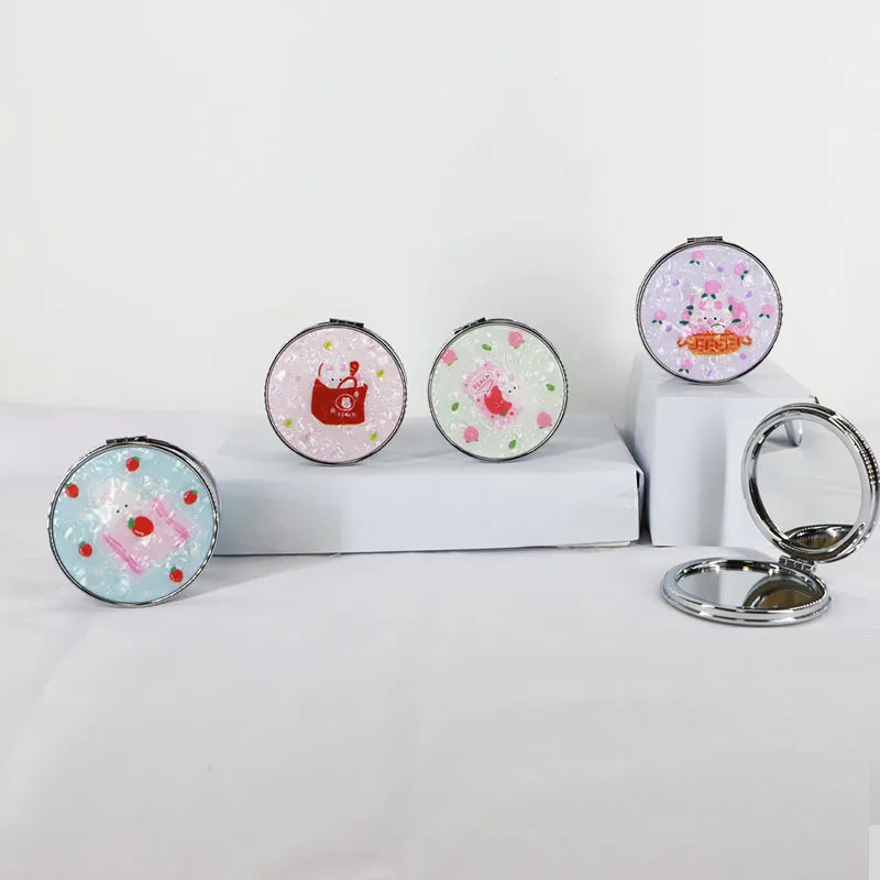 Wholesale Sanrios Anime Small Double-Sided Fluid Glitter Cosmetic Mirror Cute Portable Girls Makeup Mirrors