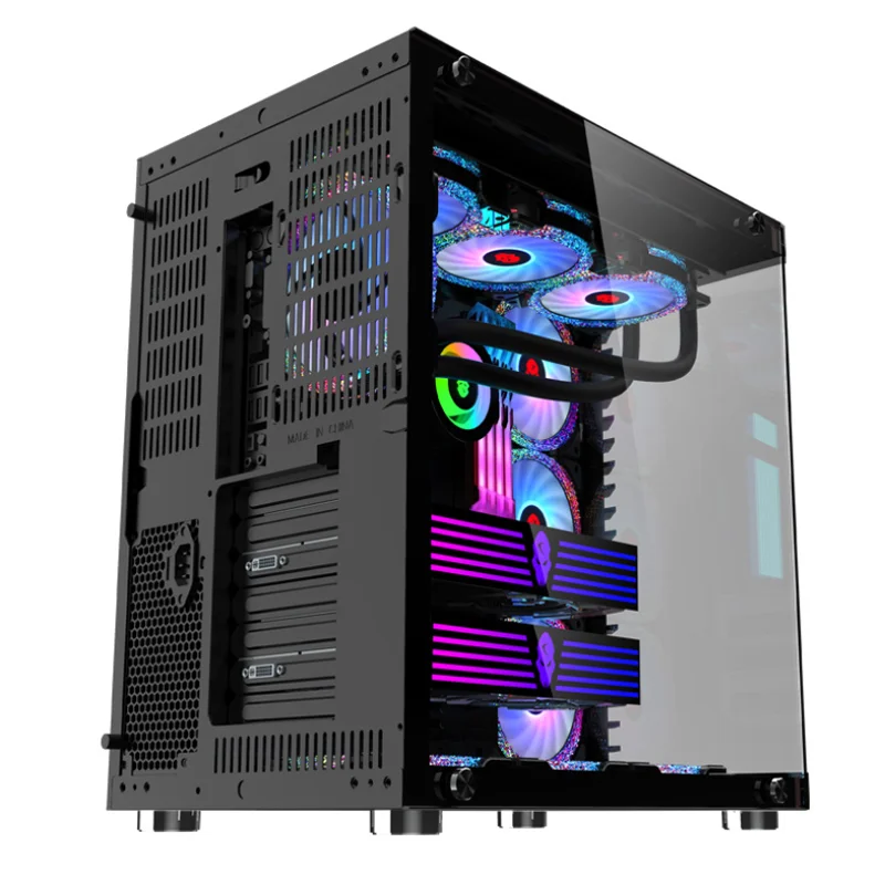 High quality full tower tempered computer case desktop pink-cases color with fair price