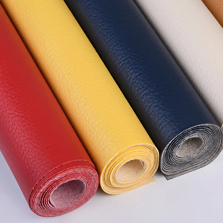 Recycling Big Litchi Texture 0.7 mm Embossed Rexine Artificial Faux Synthetic PU Leather Fabric for Clothing Bag Jackets Sofa