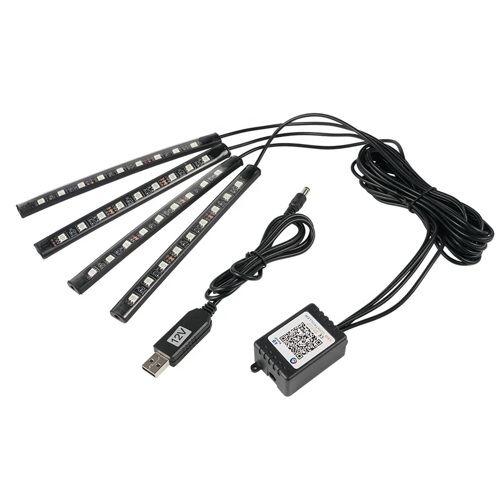 Bevinsee 4PCS LED RGB Foot Well Strip Light Decoration Lights For Kia Sorento Carnival Rio Sportage