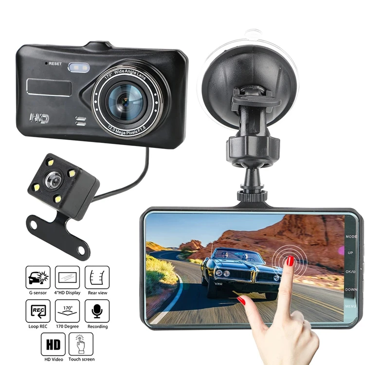 4' Car DVR Camera Dual Lens HD 1080P Dash Cam Auto Digital Video Recorder Dashcam Camera IPS Touch Screen G-Sensor WDR Car DVRs