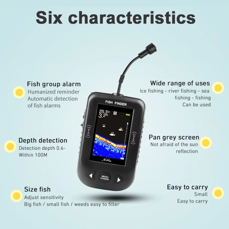 Erchang 9M Wire Portable Fish Finder Sonar Depth Sounder Fish Radar Fishing Sonar Fishfinder