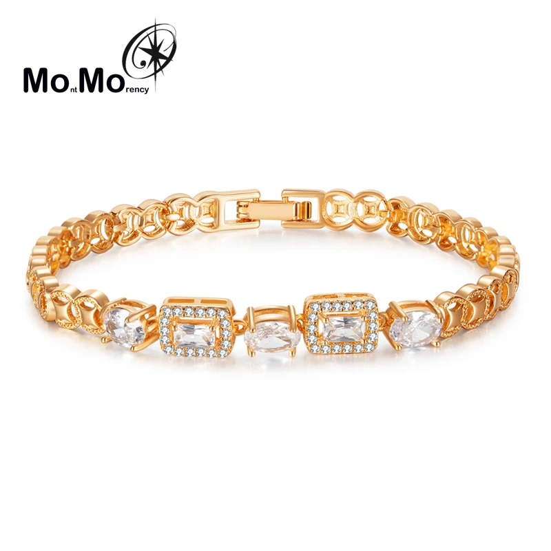 Luxury Gold Cuban Link Chain Bracelet Gold Plated Punk Style Chunky Charm Bracelets For Women