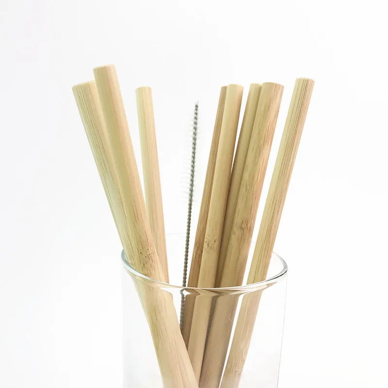 Biodegradable bamboo straw with drawstring bag Reusable Natural organic recycle bamboo straws