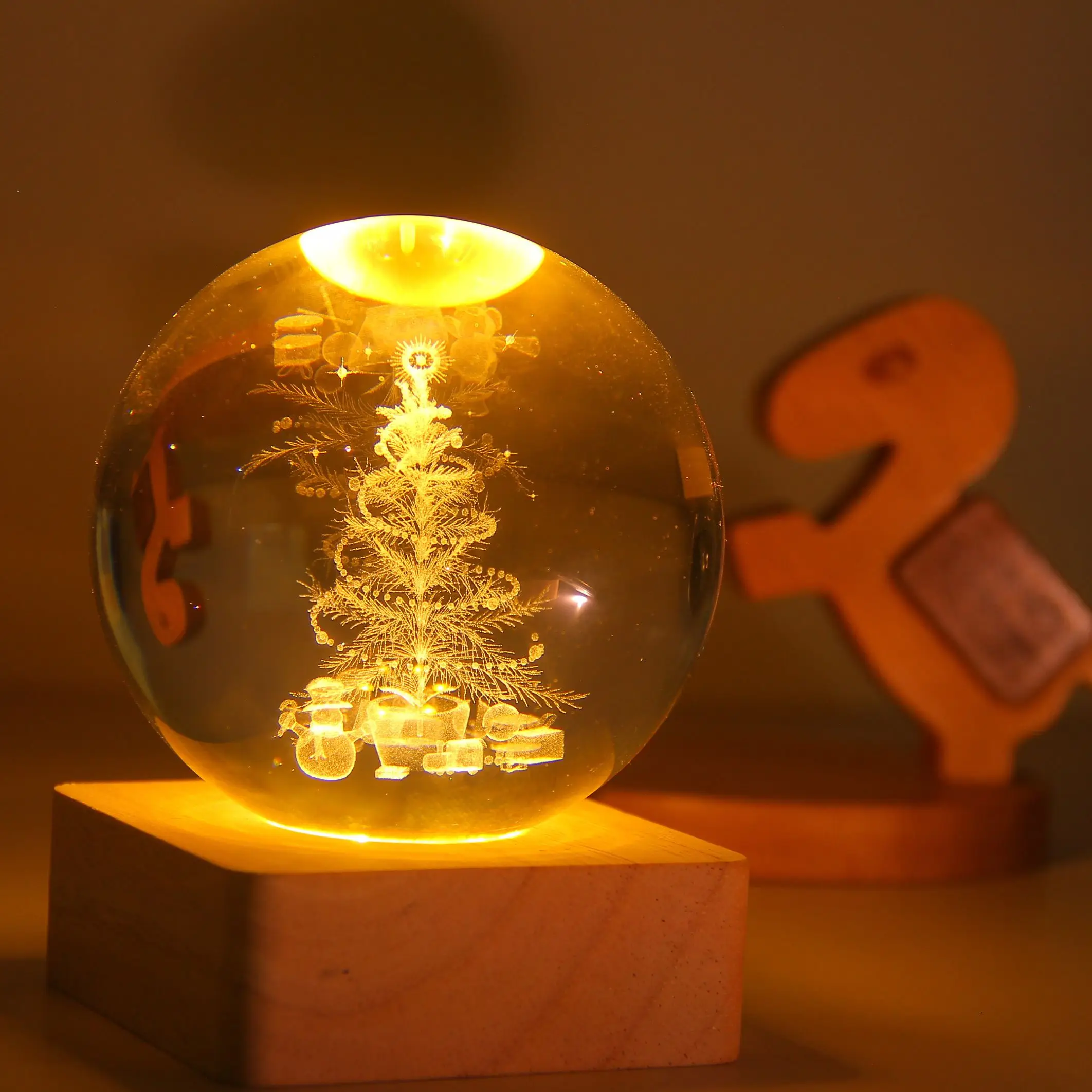 Funny Embedded Christmas Tree crystal ball LED base with DIY lettering