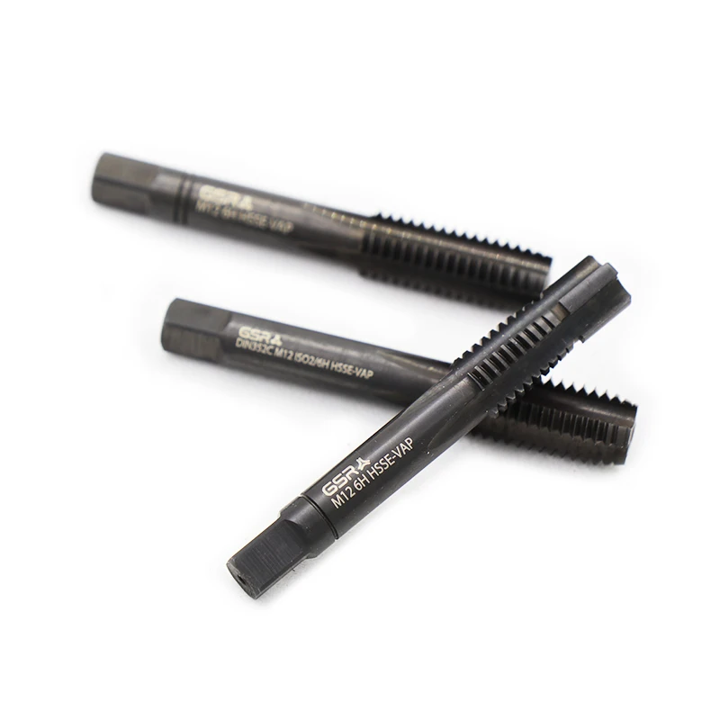 DIN352 Hand taps 3pcs set No.1 with guide pin, HSSE VAP for stainless steel INOX high alloy steel