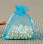 10x15cm 24 colors Custom Logo Drawstring Gift Pouch Jewelry Mesh Packaging Organza Bag