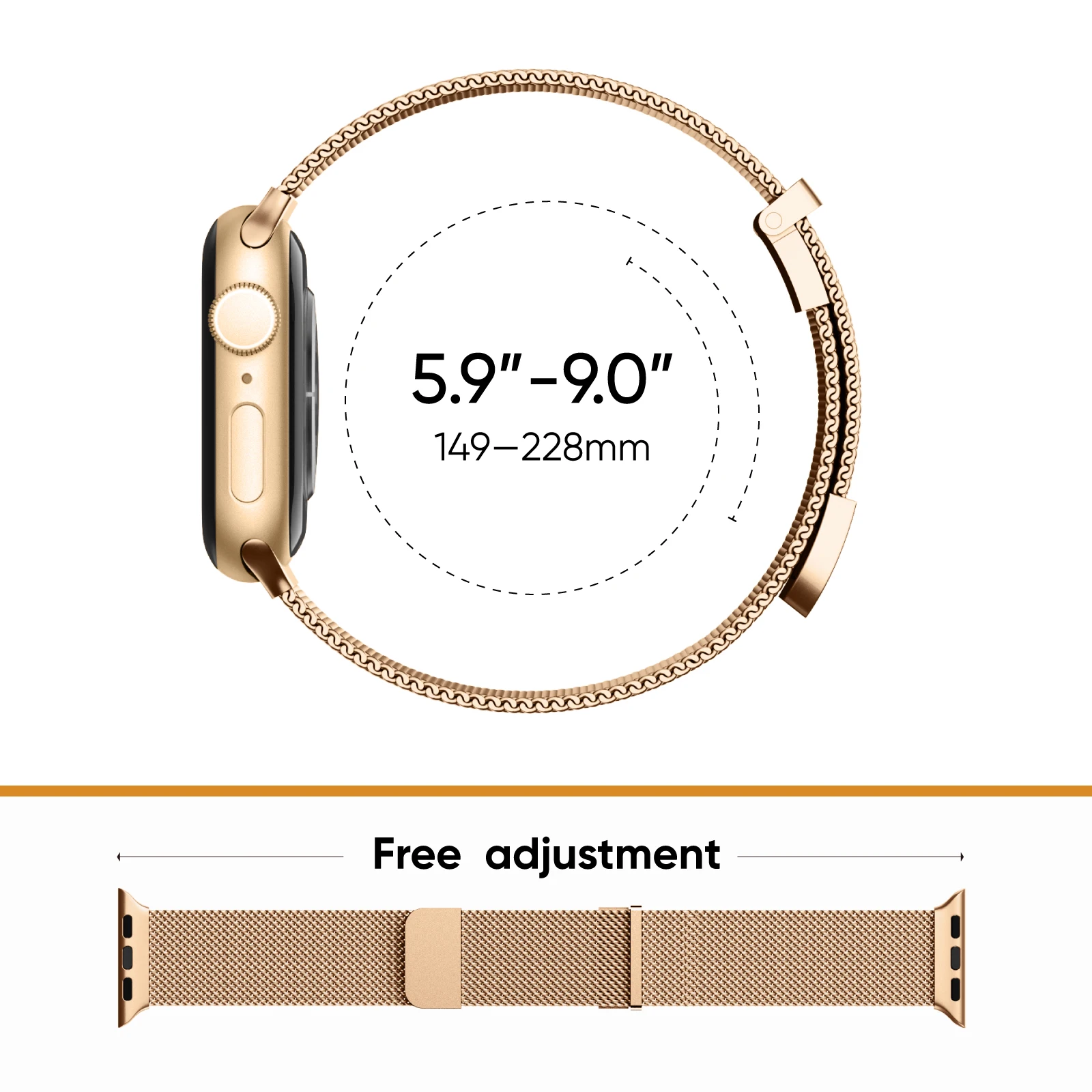 A-M004 Improved Two-Segmental Milanese Magnetic Band Wrist Band Watch Series 8 7 6 Strap Watch Band for Apple