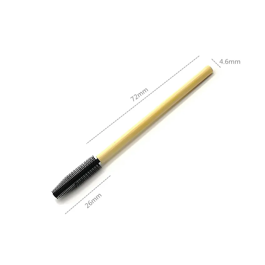 Disposable eco friendly bamboo handle silicone mascara wand makeup wood handle rubber eyelash brush
