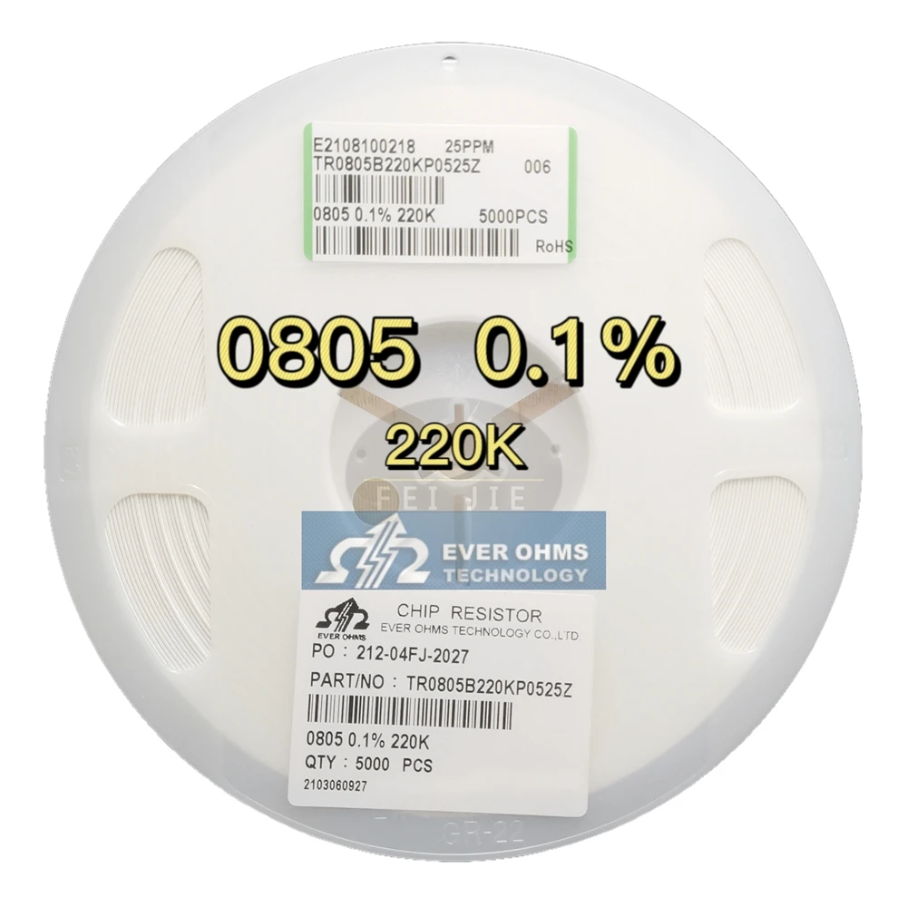 Тонкопленочный прецизионный RESISTOR0805-220K 0.1% 25PPMTR0805B220KP0525Z