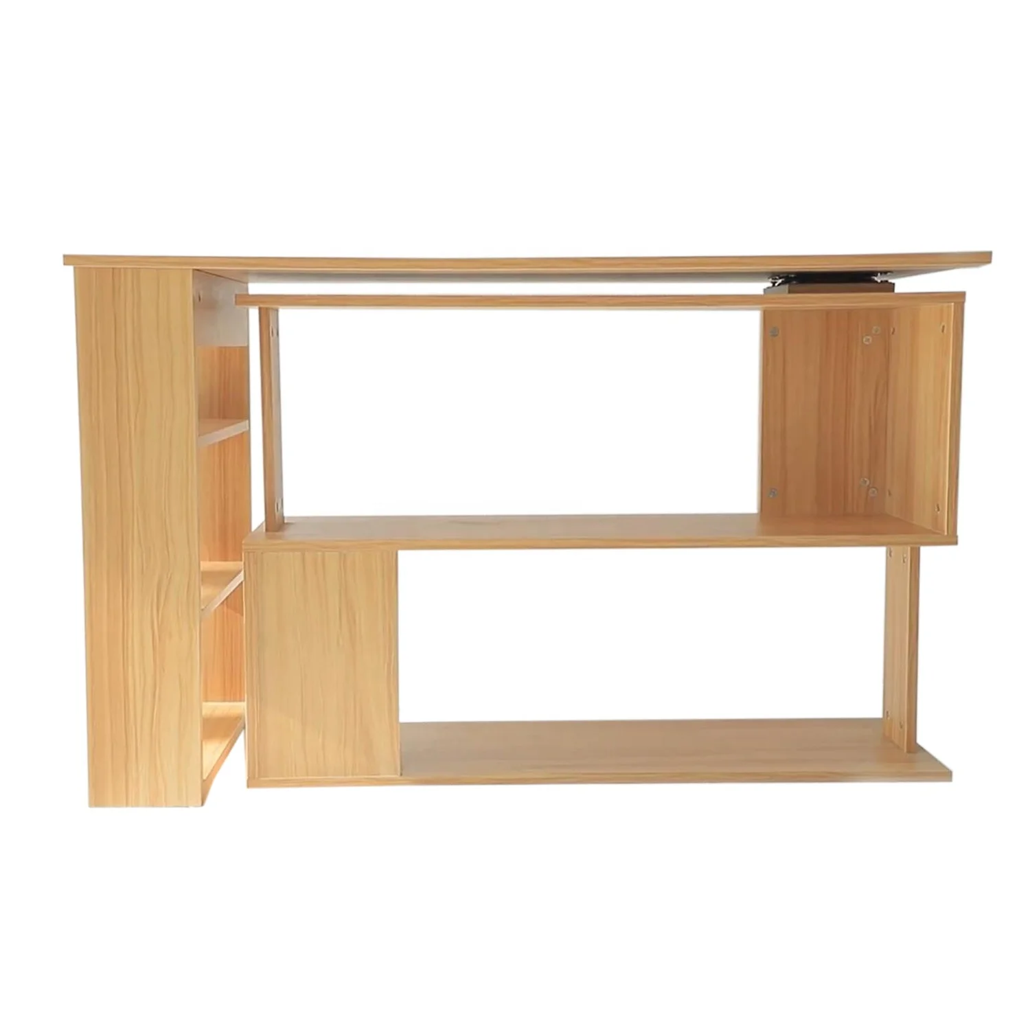 wood particle board 360 degree rotating corner v1 standing L shaped office table desk