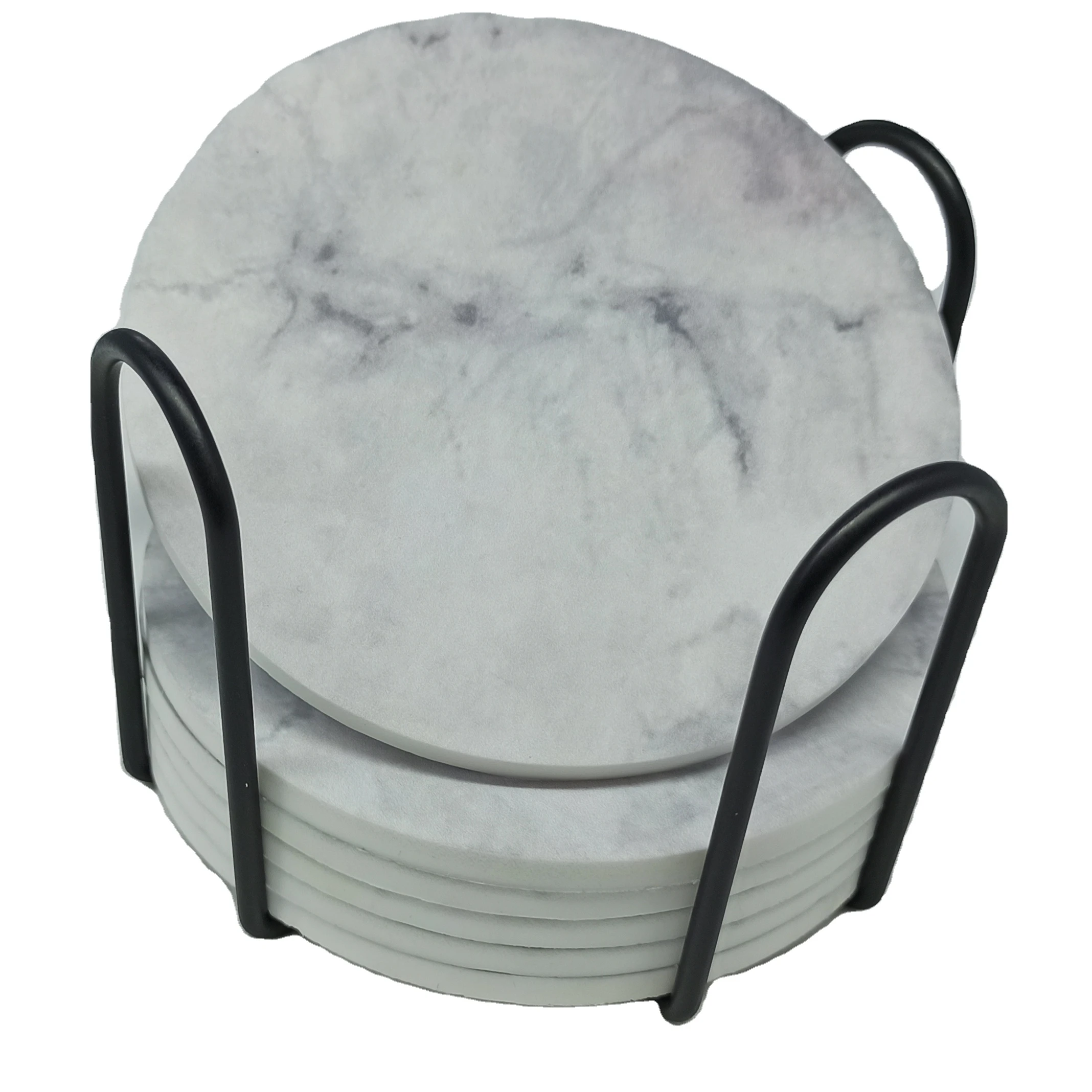 New Arrival Marbling style UV printed beer Soft PVC custom shape coaster