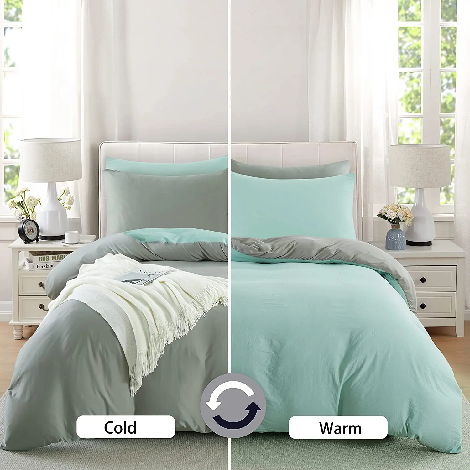 Комплект пододеяльника из 4 предметов всесезонный мягкий двухсторонний теплый охлаждающий постельного белья микрофибры с эффектом